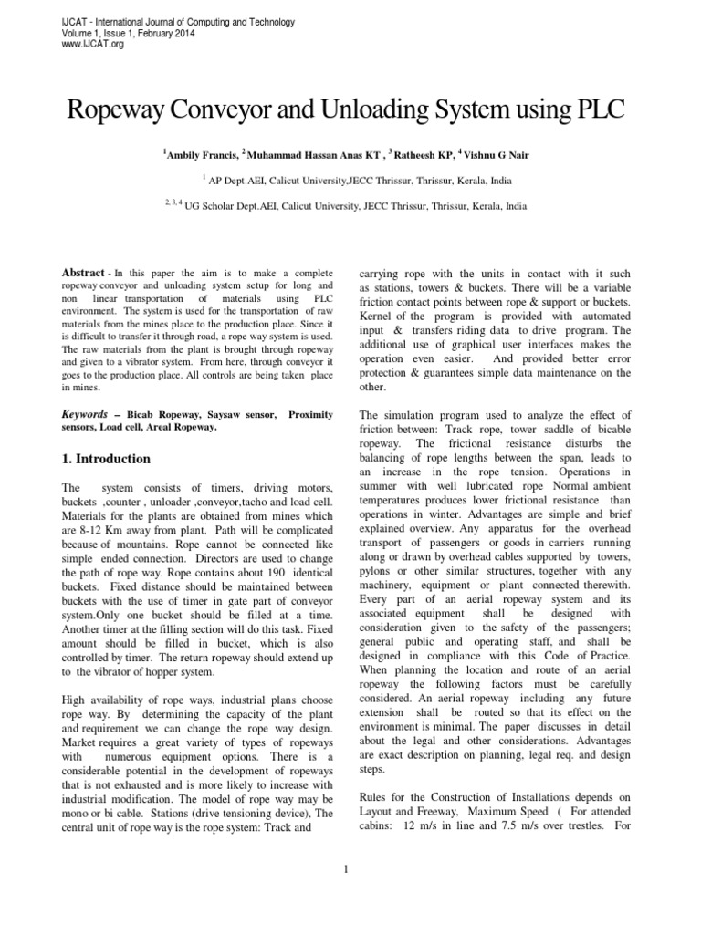 Ropeway Conveyor System Design | PDF | Programmable Logic Controller ...