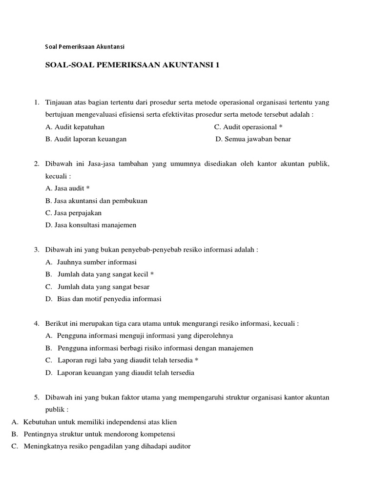 Soal Jawab Pemeriksaan Akuntansi
