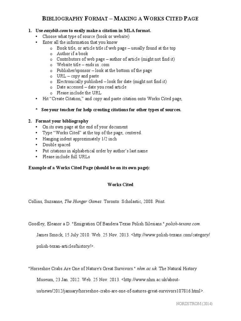 Bibliography Format Making a Works Cited Page