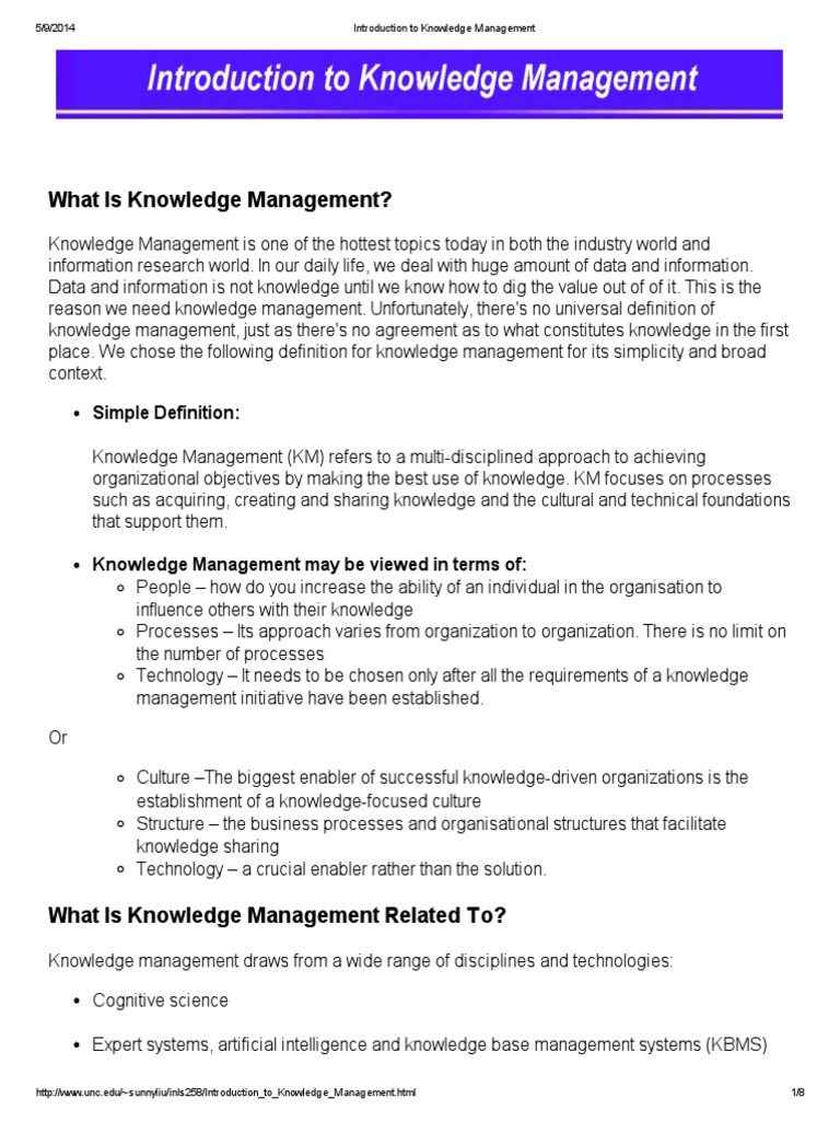 Introduction To Knowledge Management | PDF | Knowledge Management ...