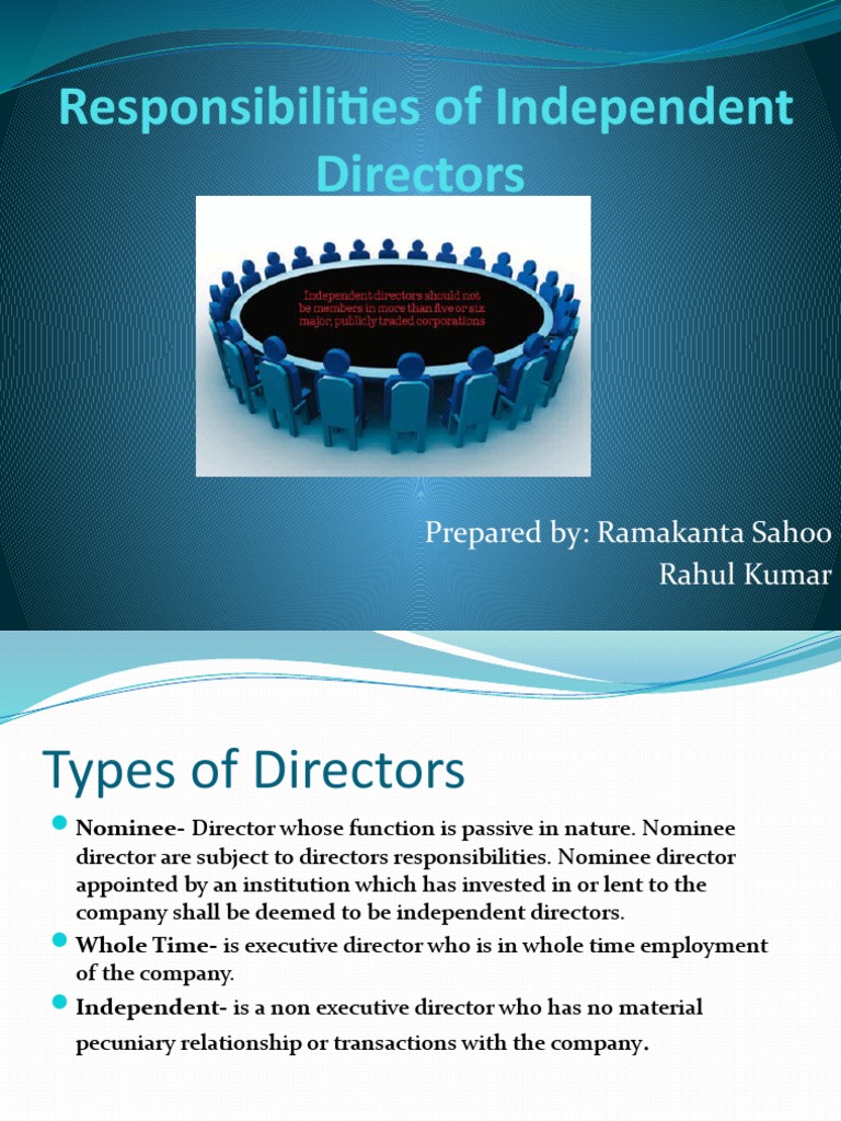 Responsibilities of Independent Directors | PDF | Board Of Directors ...