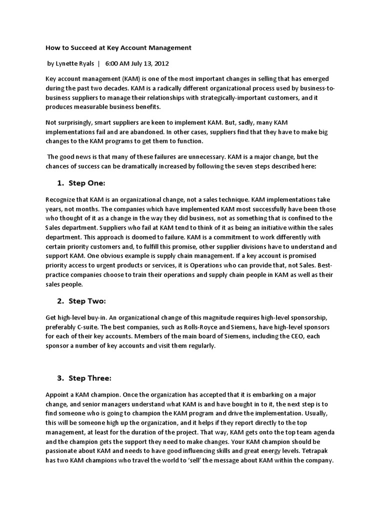 Seven Steps to Key Account Success | PDF | Sales | Supply Chain