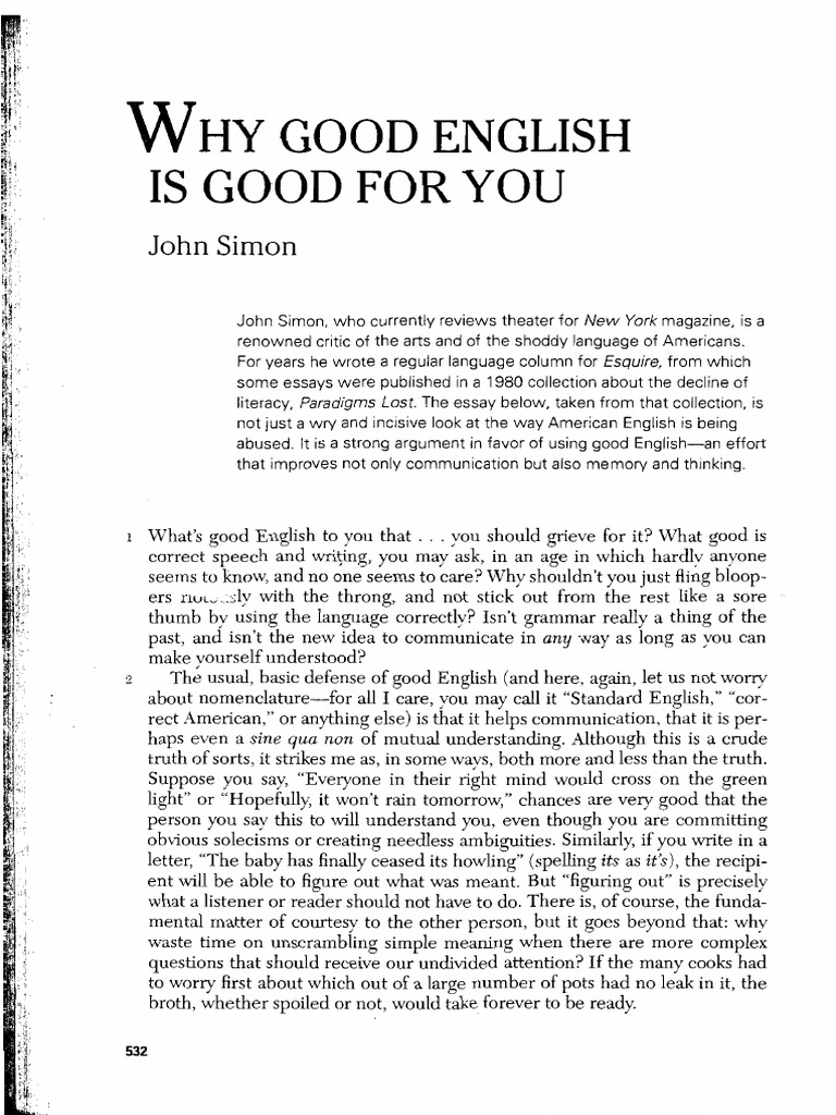 Why Good English Is Good For You | PDF