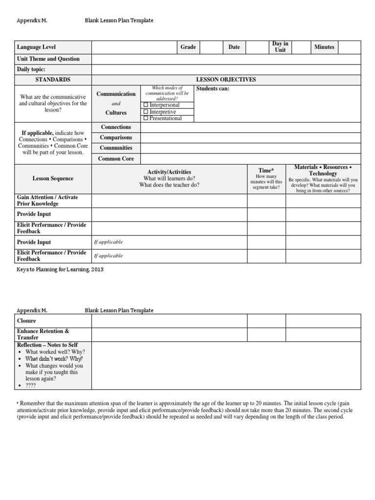 Blank Language Lesson Plan Template | PDF | Business