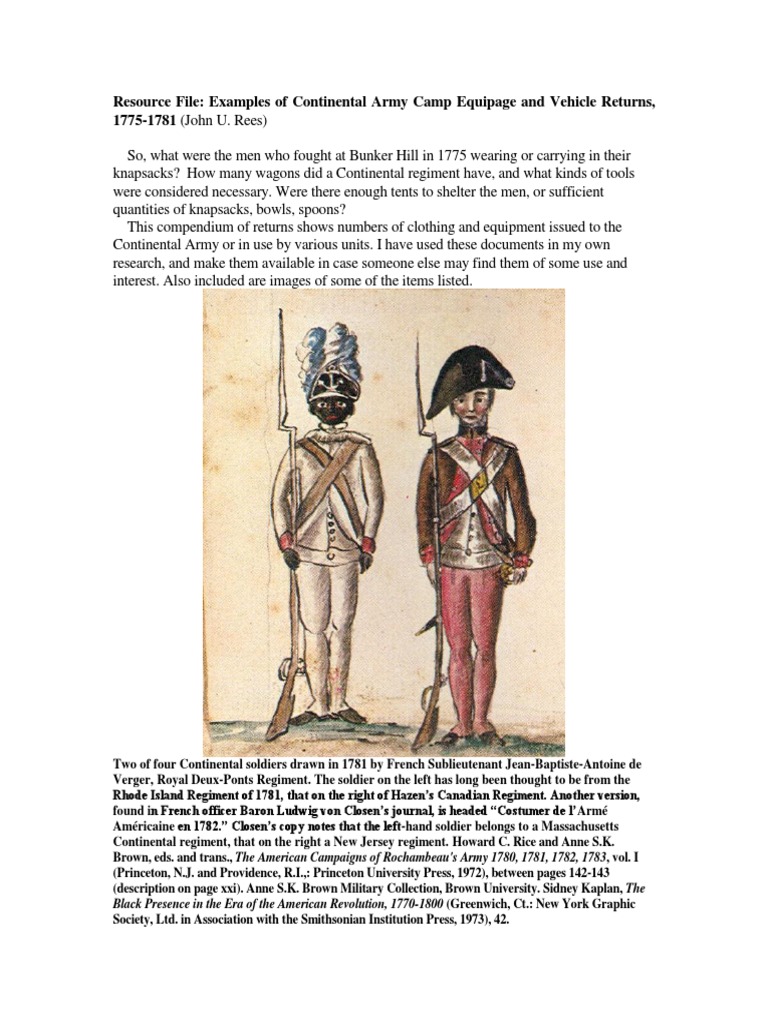 Resource File: Examples of Continental Army Camp Equipage and Vehicle ...