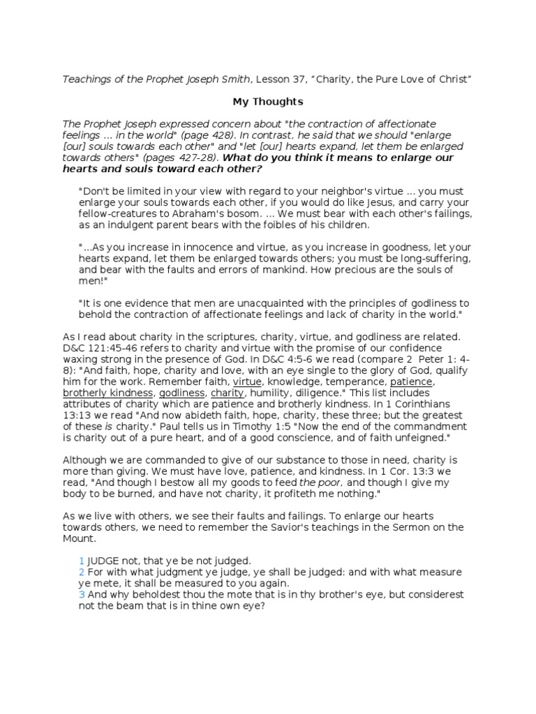 Charity, The Pure Love of Christ | PDF | Religious Behaviour And ...