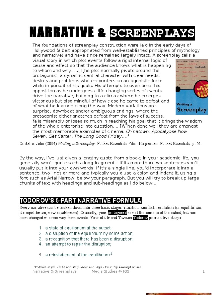 Narrative and Screenplays With Sample Screenplay and Guide Screenplay Hero