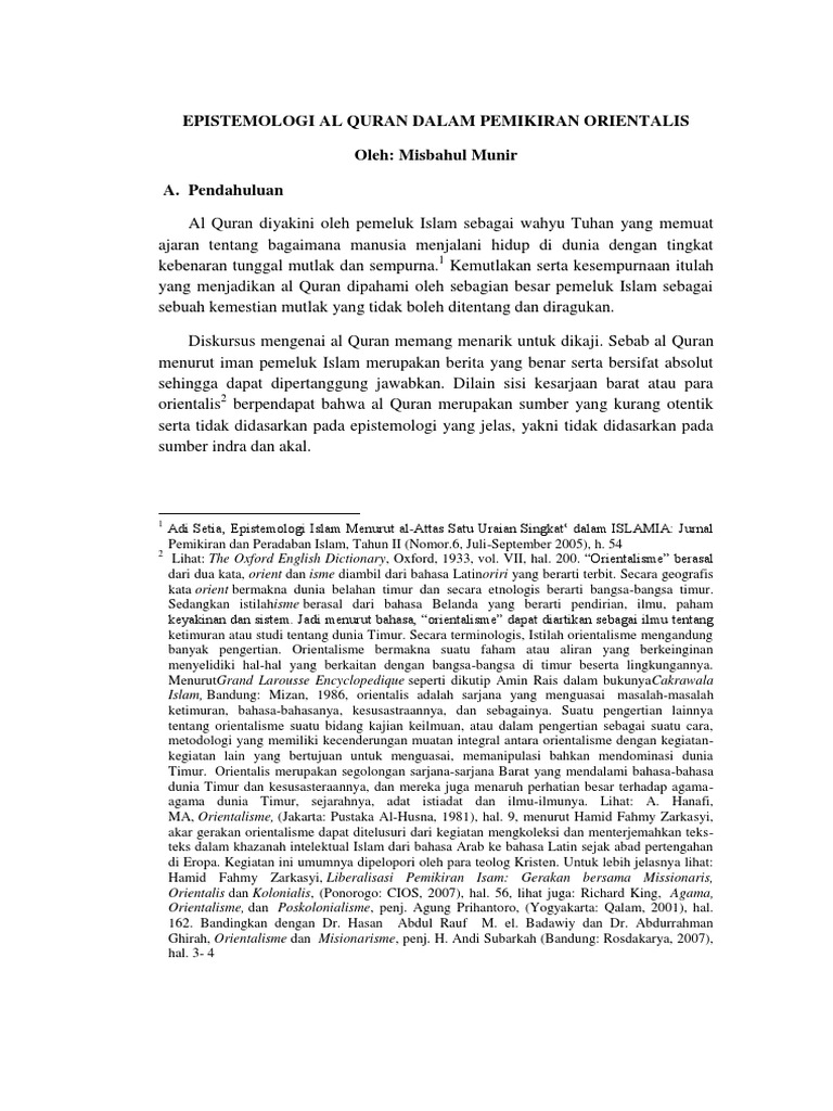 Epistemologi Pemikiran Orientalis Dala Al Quran Pdf