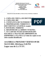 Requisitos Visita Social Vivienda Barranca Este