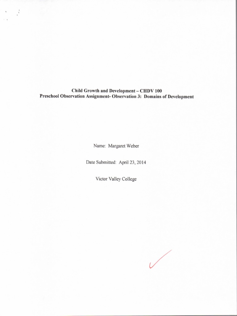 Preschool Child Observation Report | PDF | Preschool | Child Development