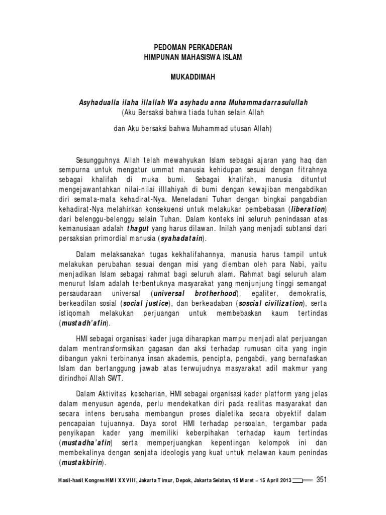 Pedoman Perkaderan HMI