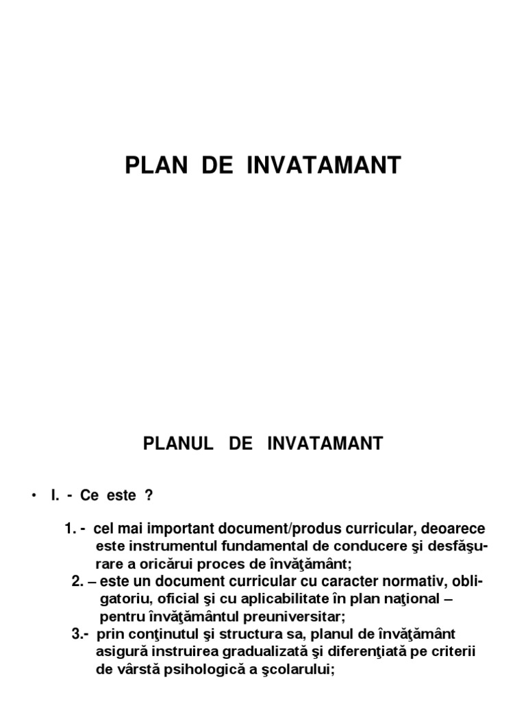 Plan De Invatamant