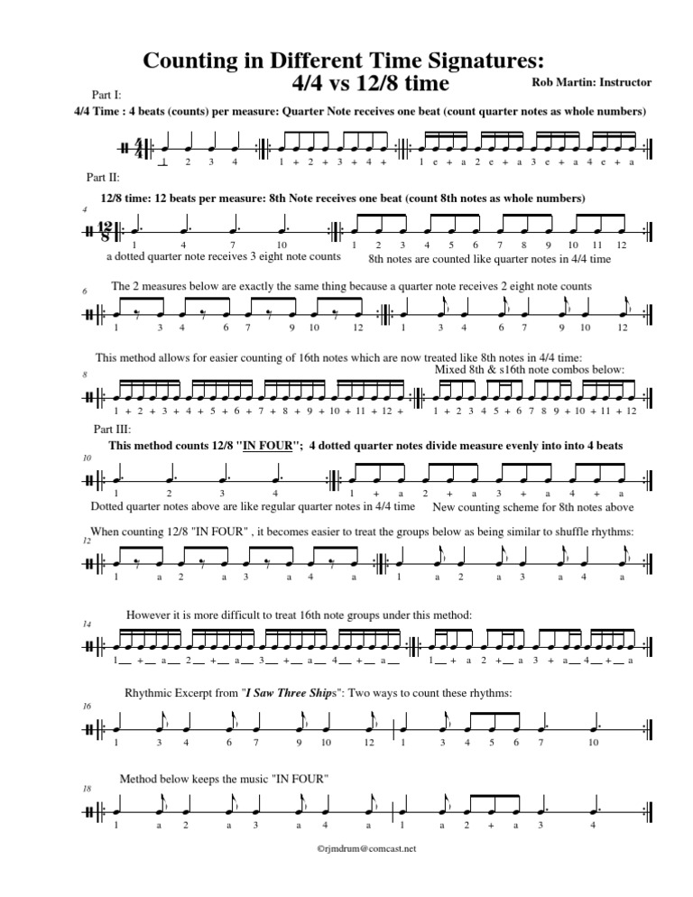 Counting in Different Time Signatures: 4/4 vs. 12/8 | PDF | Poetics ...