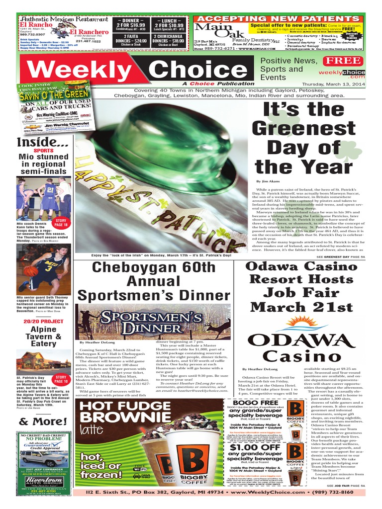 Weekly Choice 18p 031314 | PDF | Sleep | Saint Patrick