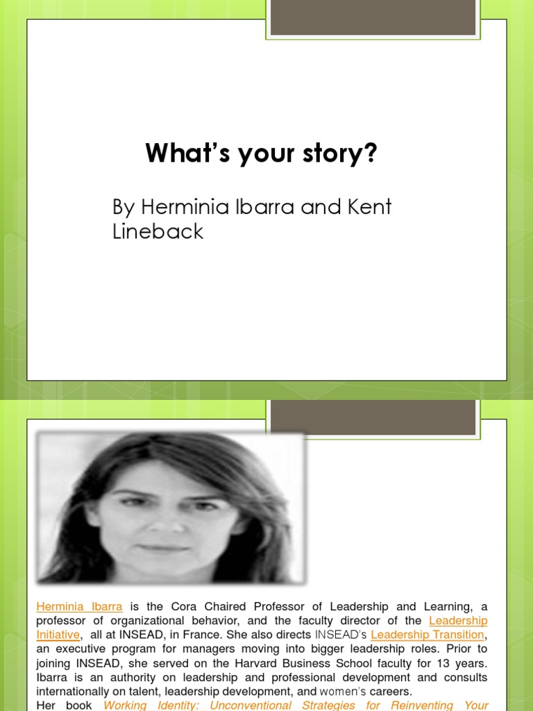 What's Your Story?: by Herminia Ibarra and Kent Lineback | PDF ...
