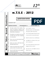 M.T.S.E - 2012: Question Paper