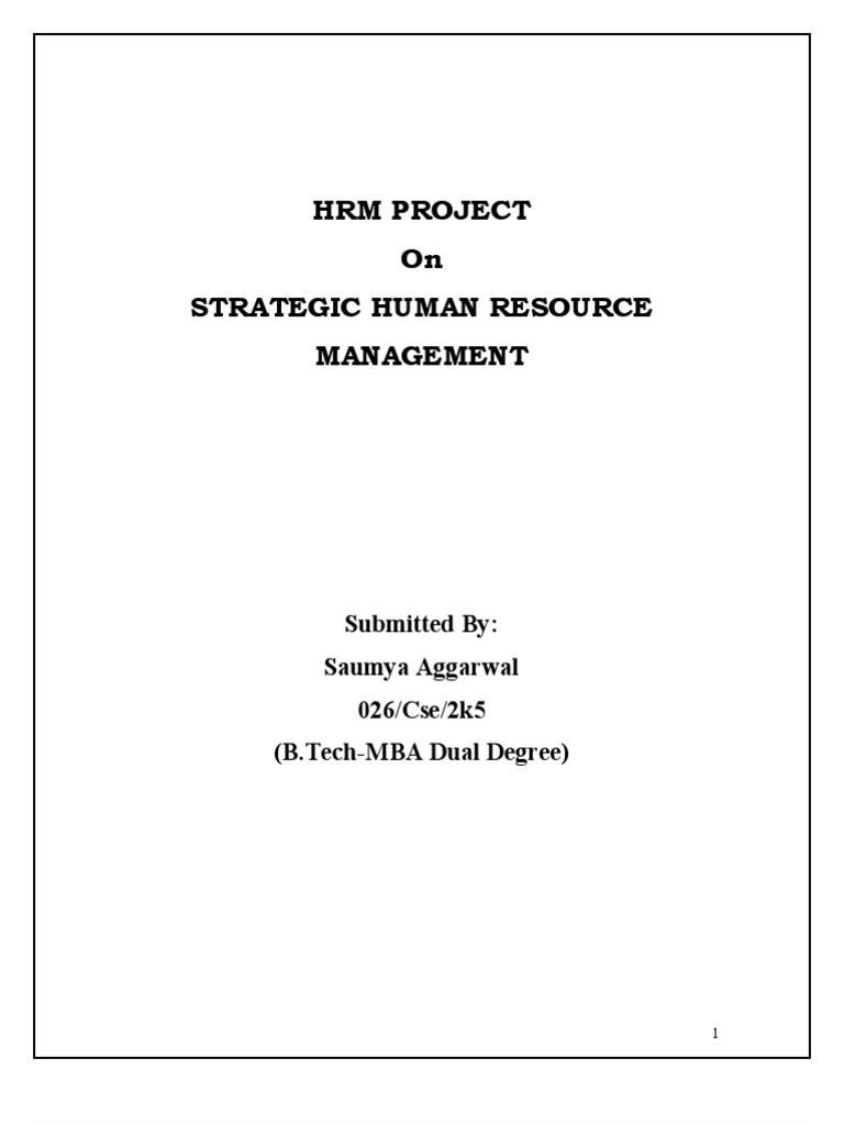 Strategic Human Resource Management Report | PDF | Human Resources ...