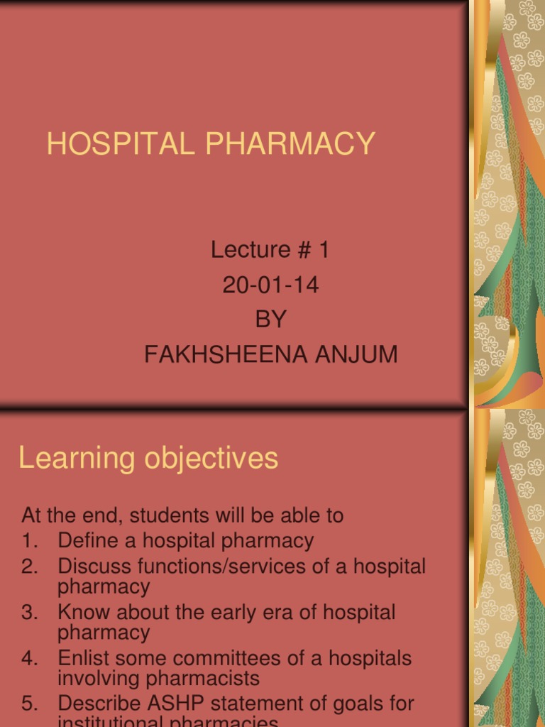 Overview of Hospital Pharmacy Functions | PDF | Pharmacy ...