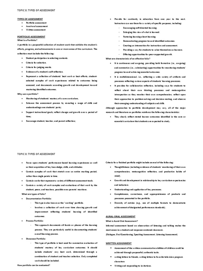 Types of Assessment | PDF | Educational Assessment | Curriculum