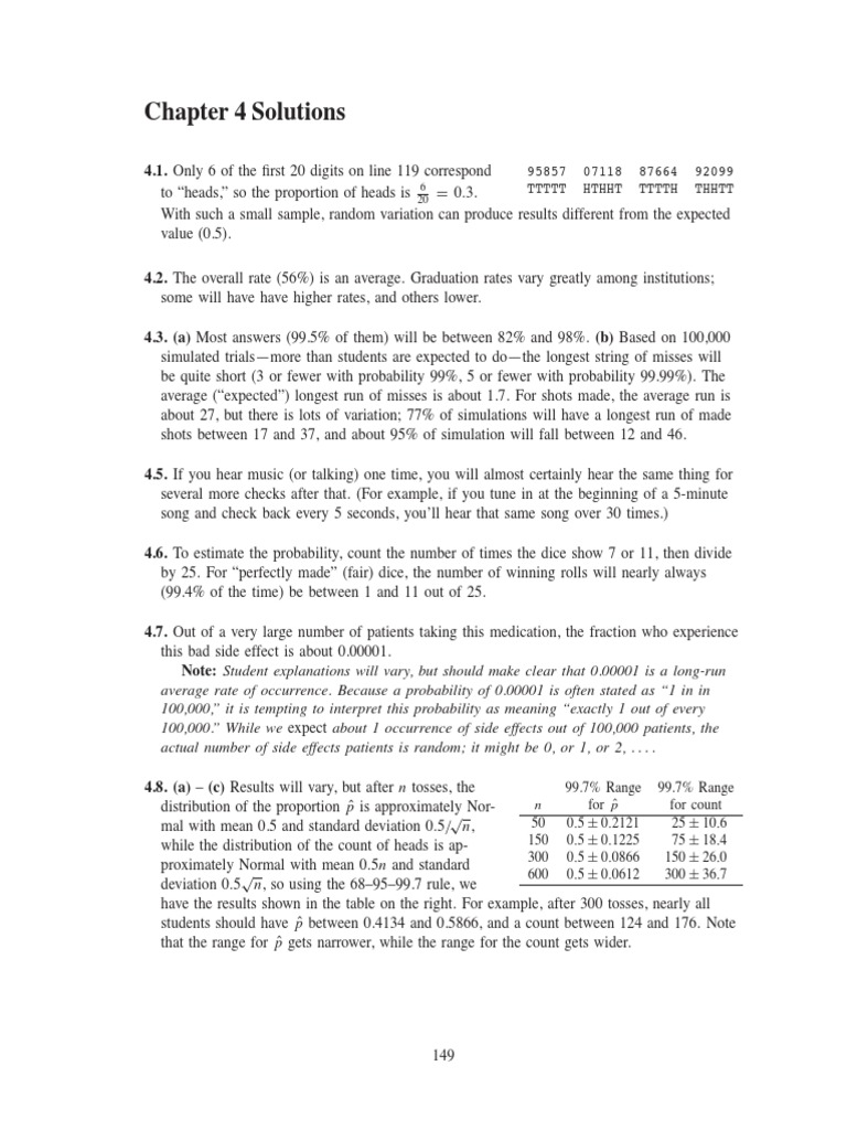 The Practice Of Statistics Ch 4 Solutions Probability Distribution Statistical Theory