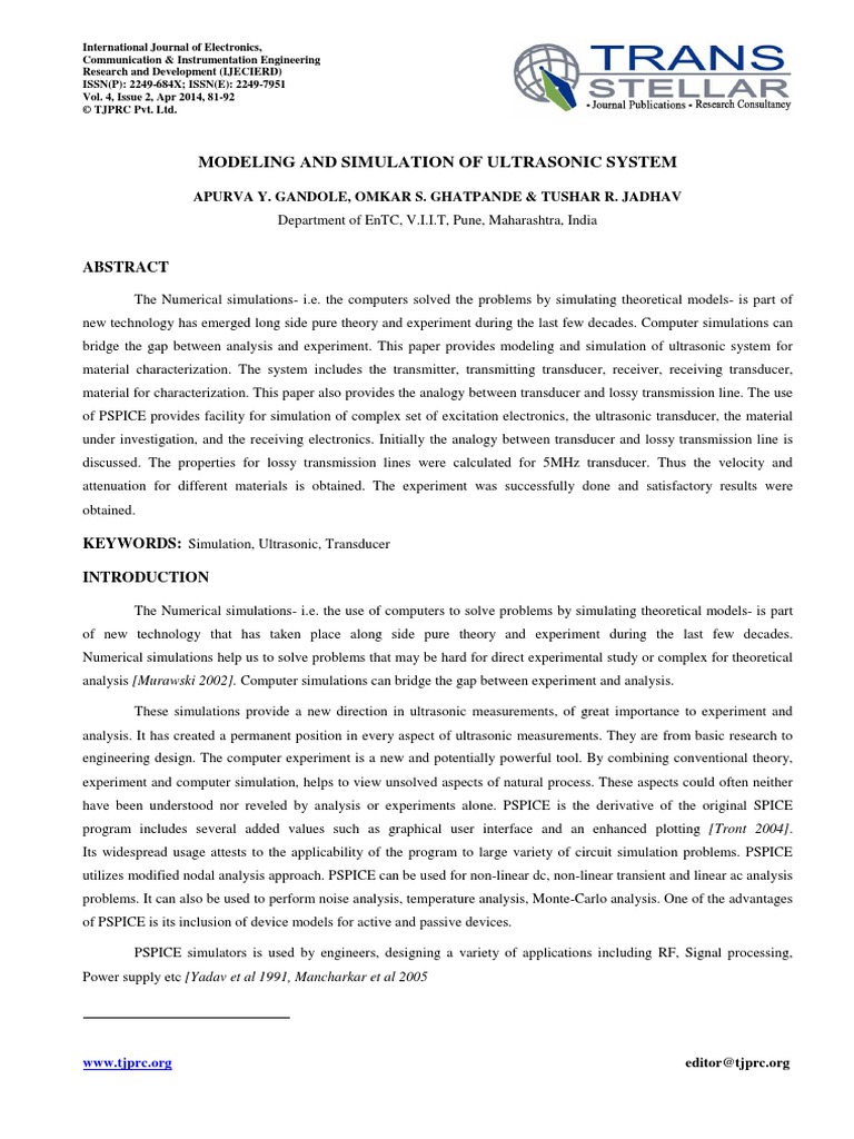ECE - Modeling and Simulation - Apurva | PDF | Ultrasound ...