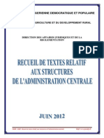 1 Recueil de Textes Relatif Aux Structures de L'administration Centrale MADR Juin 2012