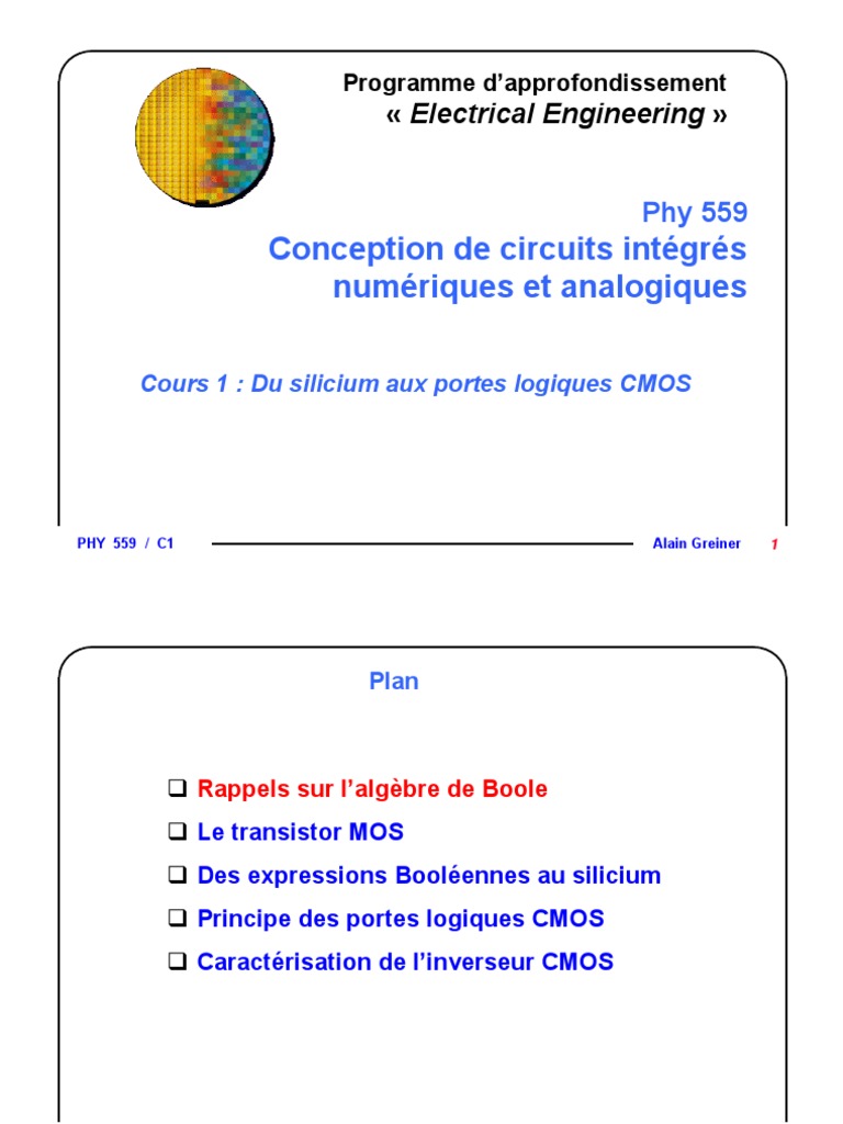 Introduction aux circuits CMOS | PDF | CMOS | Fonction logique