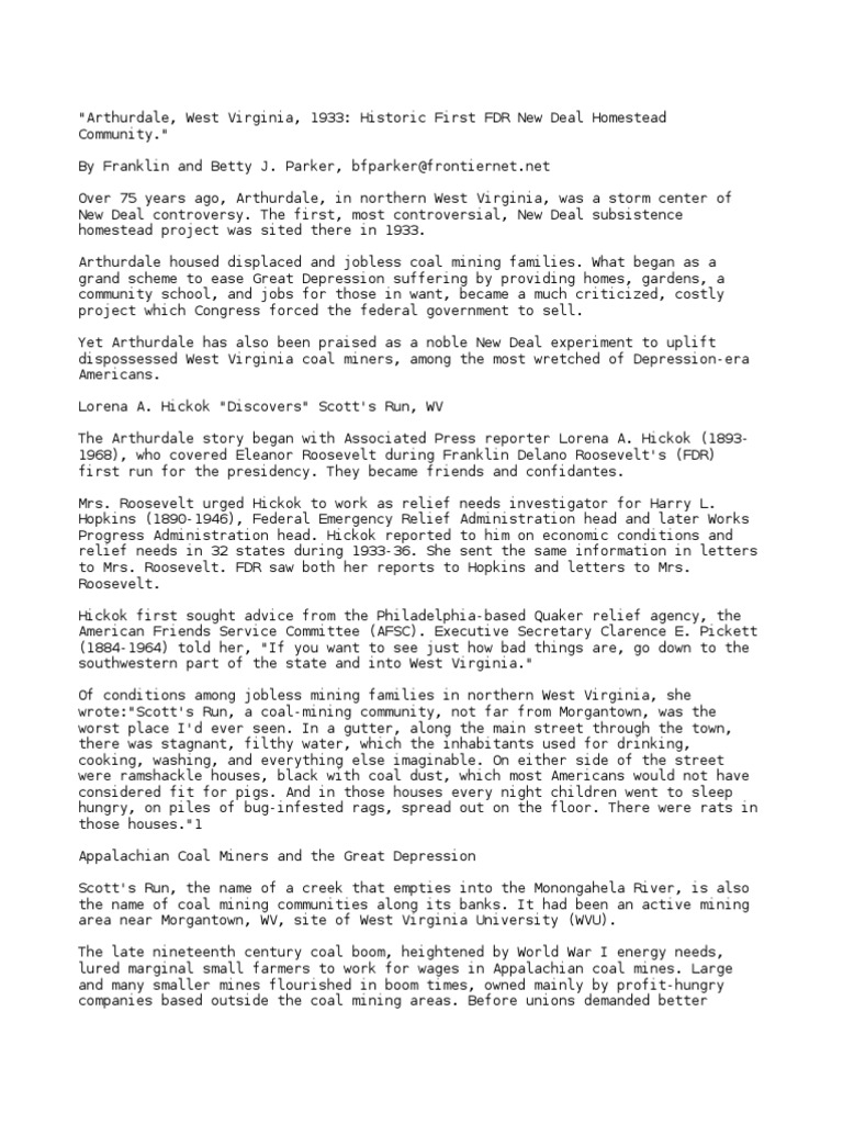 Arthurdale, West Virginia, 1933 Historic First FDR New Deal Homestead