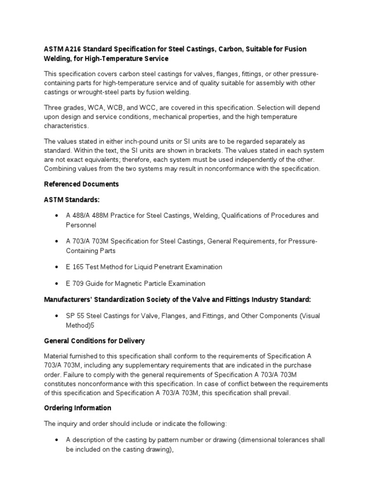 Astm A216 PDF Specification (Technical Standard) Heat Treating