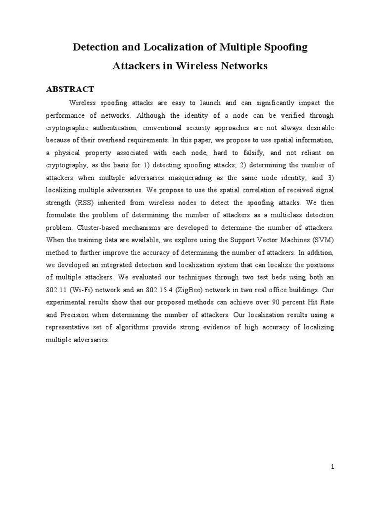 Detecting Multiple Spoofing Attackers | PDF | Key (Cryptography ...
