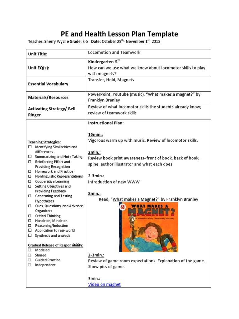 Locomotion & Magnet Lesson Plan | PDF