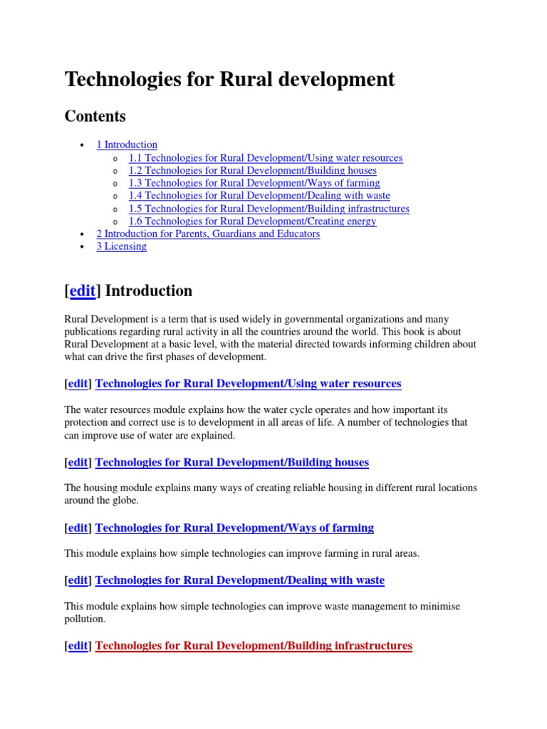 Technologies For Rural Development | PDF