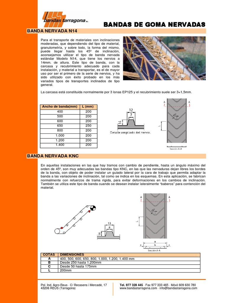 Bandas Transportadoras Nervadas N14 a N32 | PDF | Naturaleza