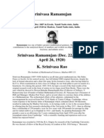 The Prodigal Mathematician-Srinivasa Ramanujan