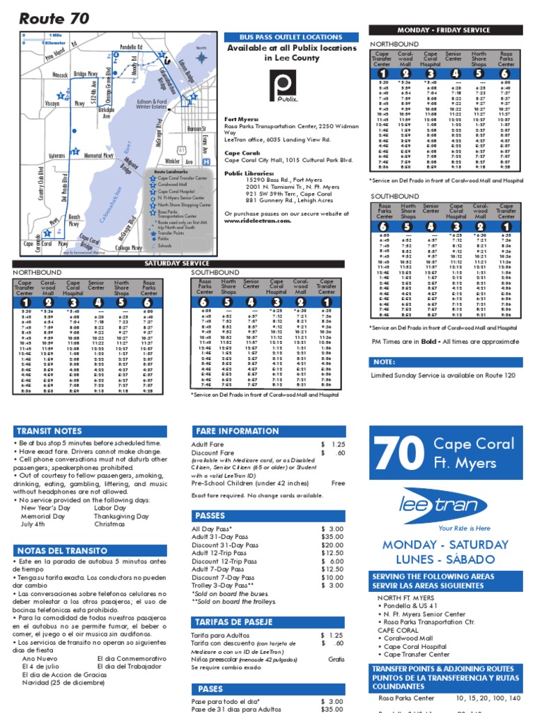 Cape Coral Bus Pass Outlet Locations | PDF | Bus Transport | Public ...
