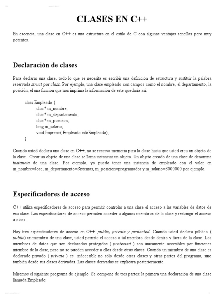 Programacion en C++ - Clases en C++ | PDF | C ++ | Ingeniería Informática