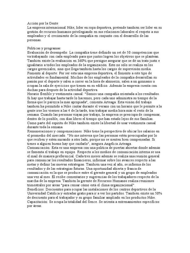 Nike españa top recursos humanos