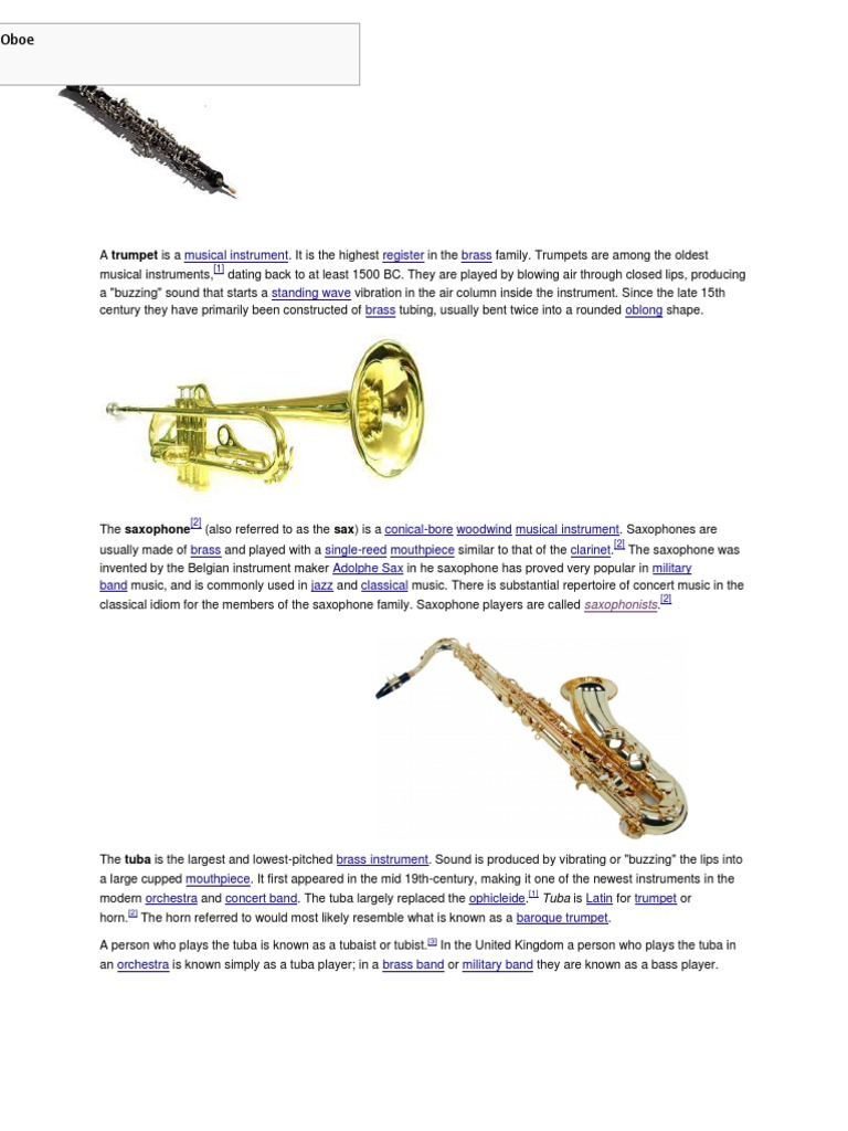 Overview of Brass and Woodwind Instruments | PDF
