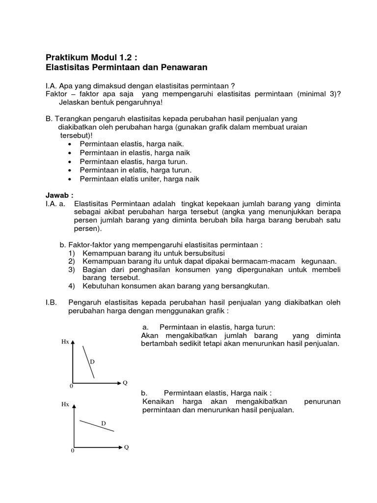 Contoh Soal Elastisitas Permintaan