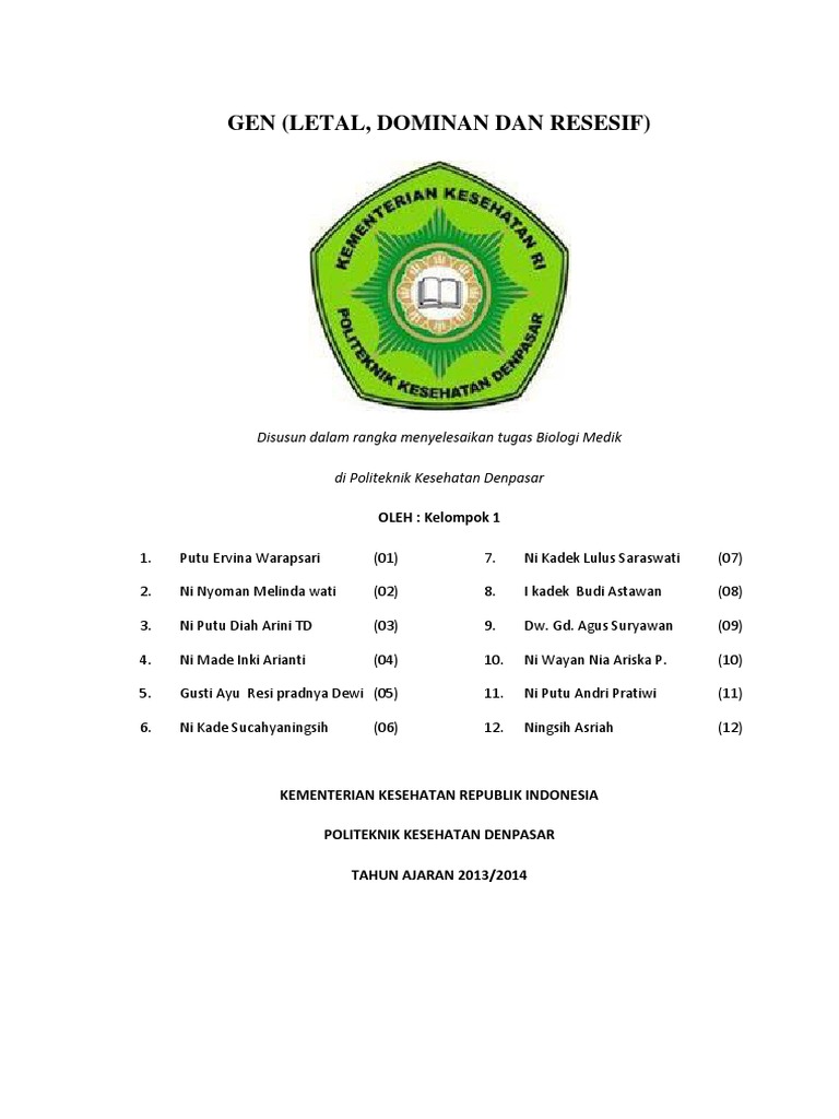 Gen Letal: Dominan vs Resesif | PDF | Kesehatan Holistik | Sains ...