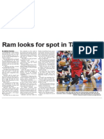 Ram Looks For Spot in Tall Blacks (The Star, April 30, 2014)