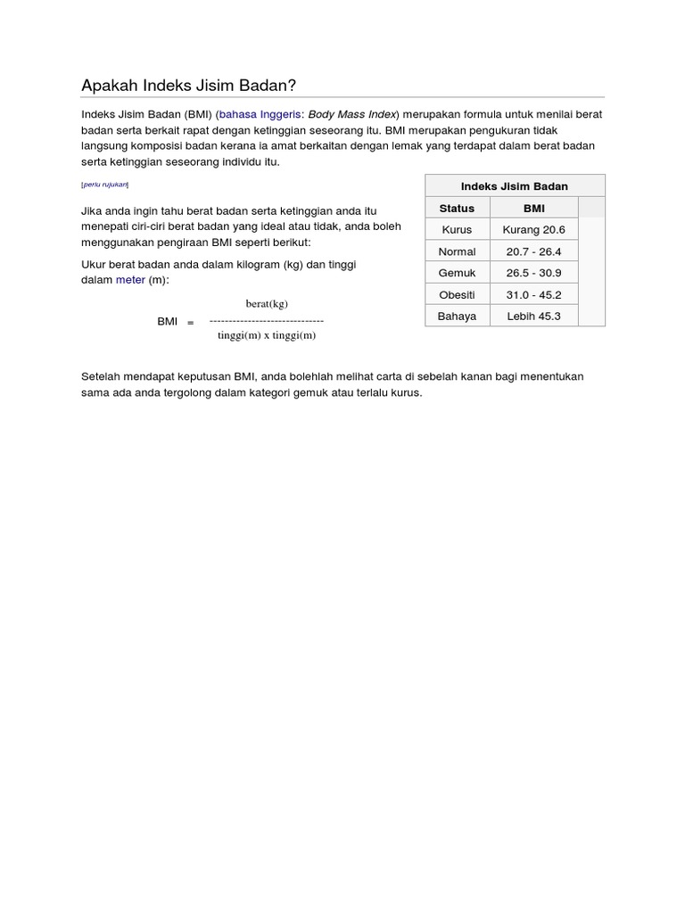 Apakah Indeks Jisim Badan Pdf