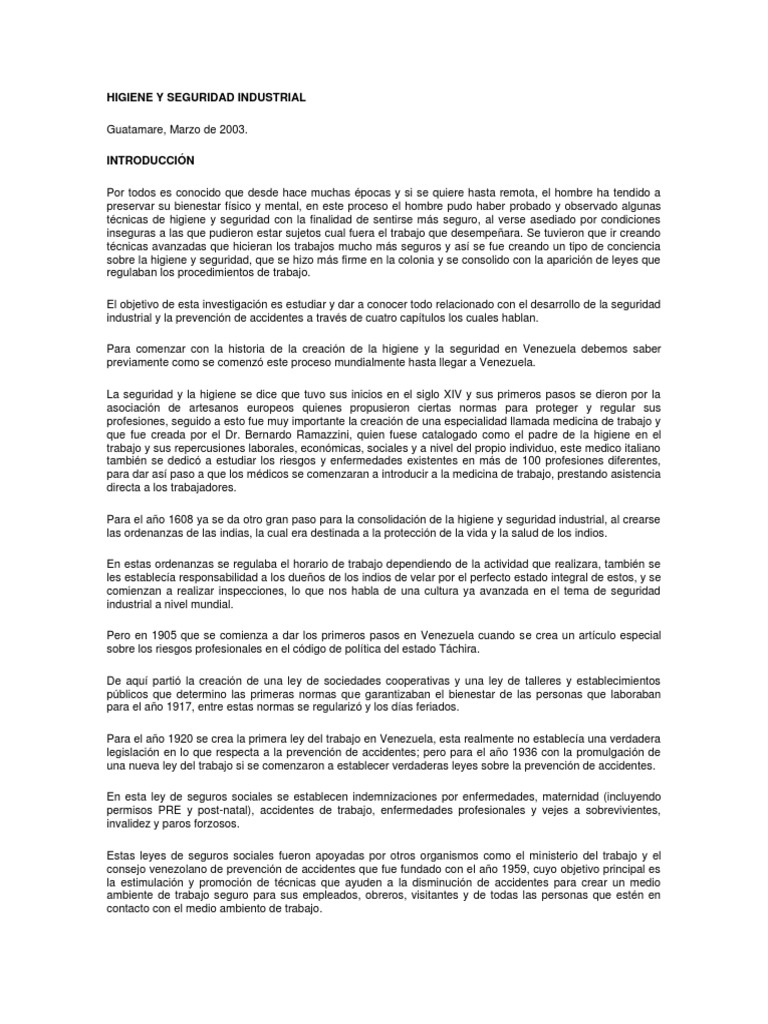 Higiene y Seguridad Industrial 2012 | PDF | Seguridad y salud ...