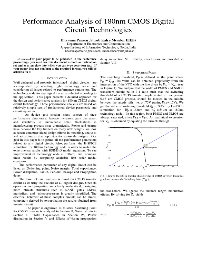 180nm CMOS Digital Circuit Performance | PDF | Cmos | Electronics