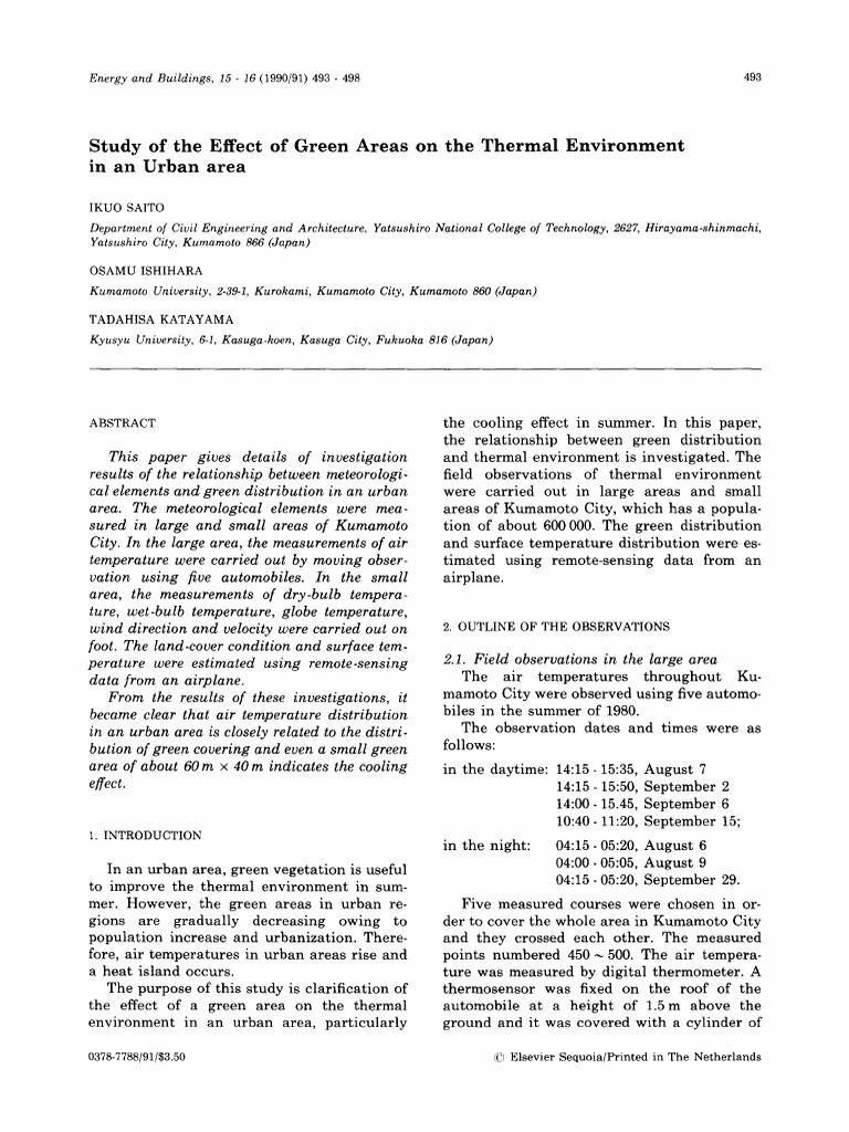 Study of The Effect of Green Areas On The Thermal Environment in An ...