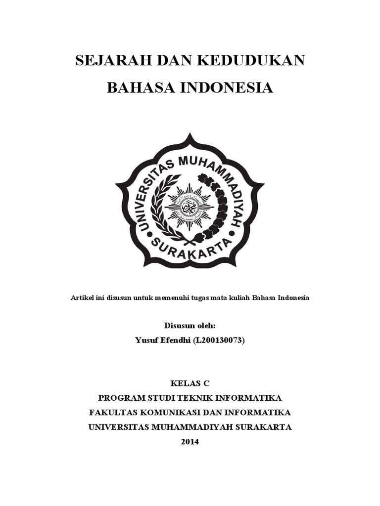 Sejarah Dan Kedudukan Bahasa Indonesia