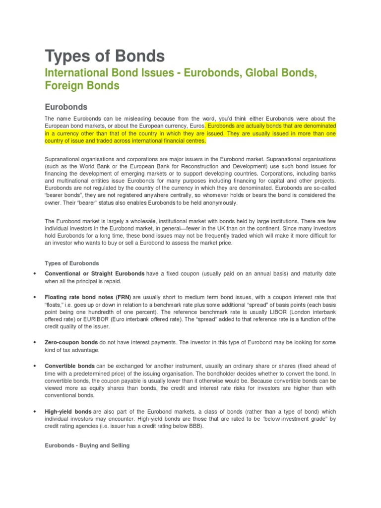 Eurobonds Bonds (Finance) Fixed Market