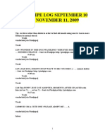 MY PIXEL PIPE LOG From Gmail, Sept 10 Thru Nov 9 2009