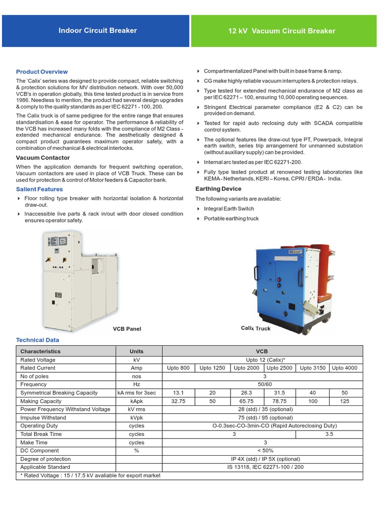 12kV Indoor VCB | PDF | Technology & Engineering