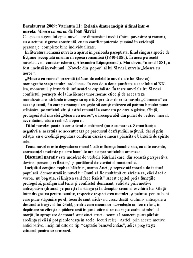 Simetria Incipit Final Moara Cu Noroc Incipit Si Excipit Moara Cu Noroc | PDF